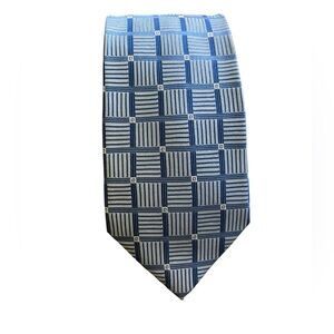 Borrelli Hand-Stitched Blue‎ Grid Stripe Tie
